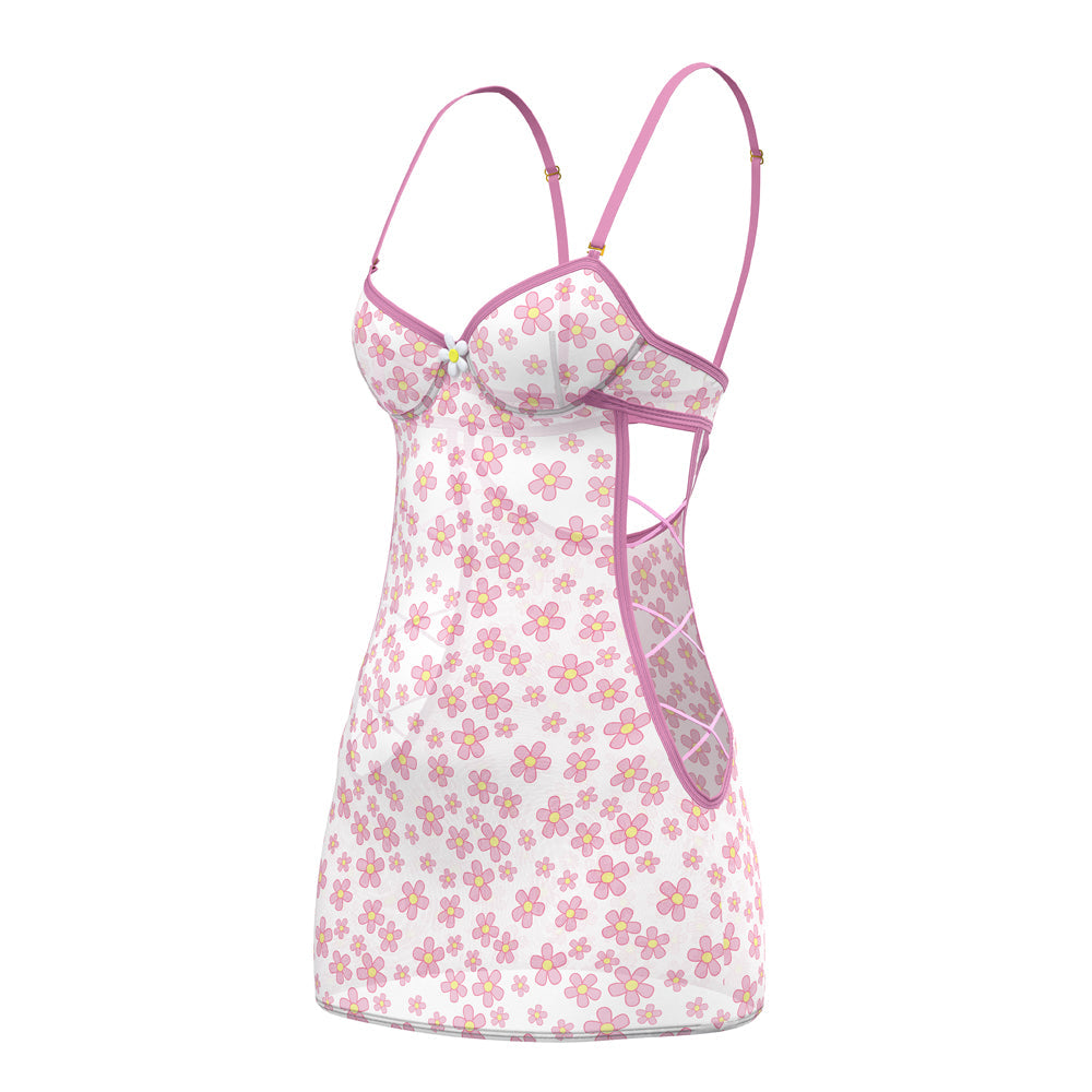 MAGIC SILK DAISY DRESS & TANGA SET DAISY PRINT QUEEN SIZE