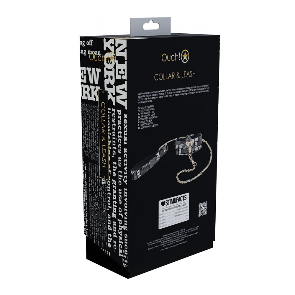 OUCH! INTERNATIONAL NEW YORK COLLECTION COLLAR WITH LEASH