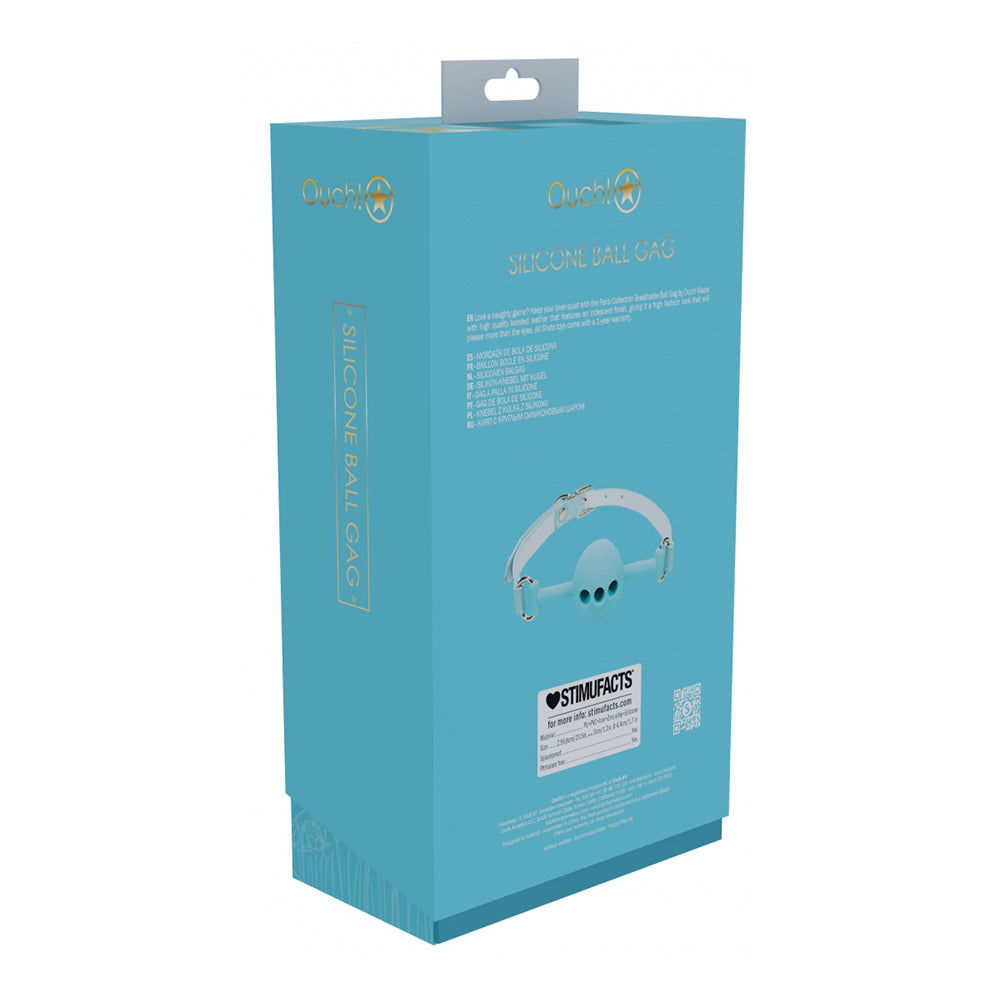 OUCH! INTERNATIONAL PARIS COLLECTION SILICONE BALL GAG BLUE