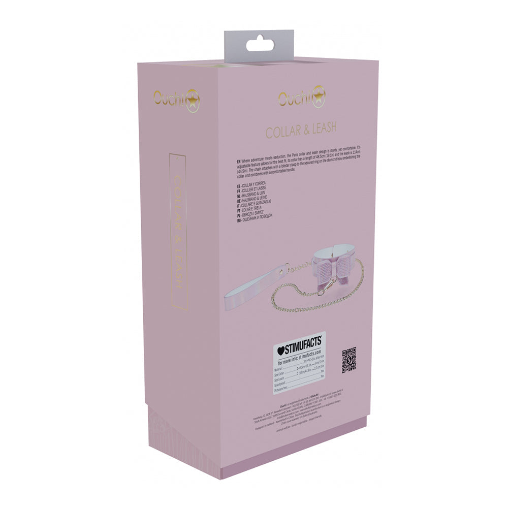 OUCH! INTERNATIONAL PARIS COLLECTION COLLAR WITH LEASH PINK