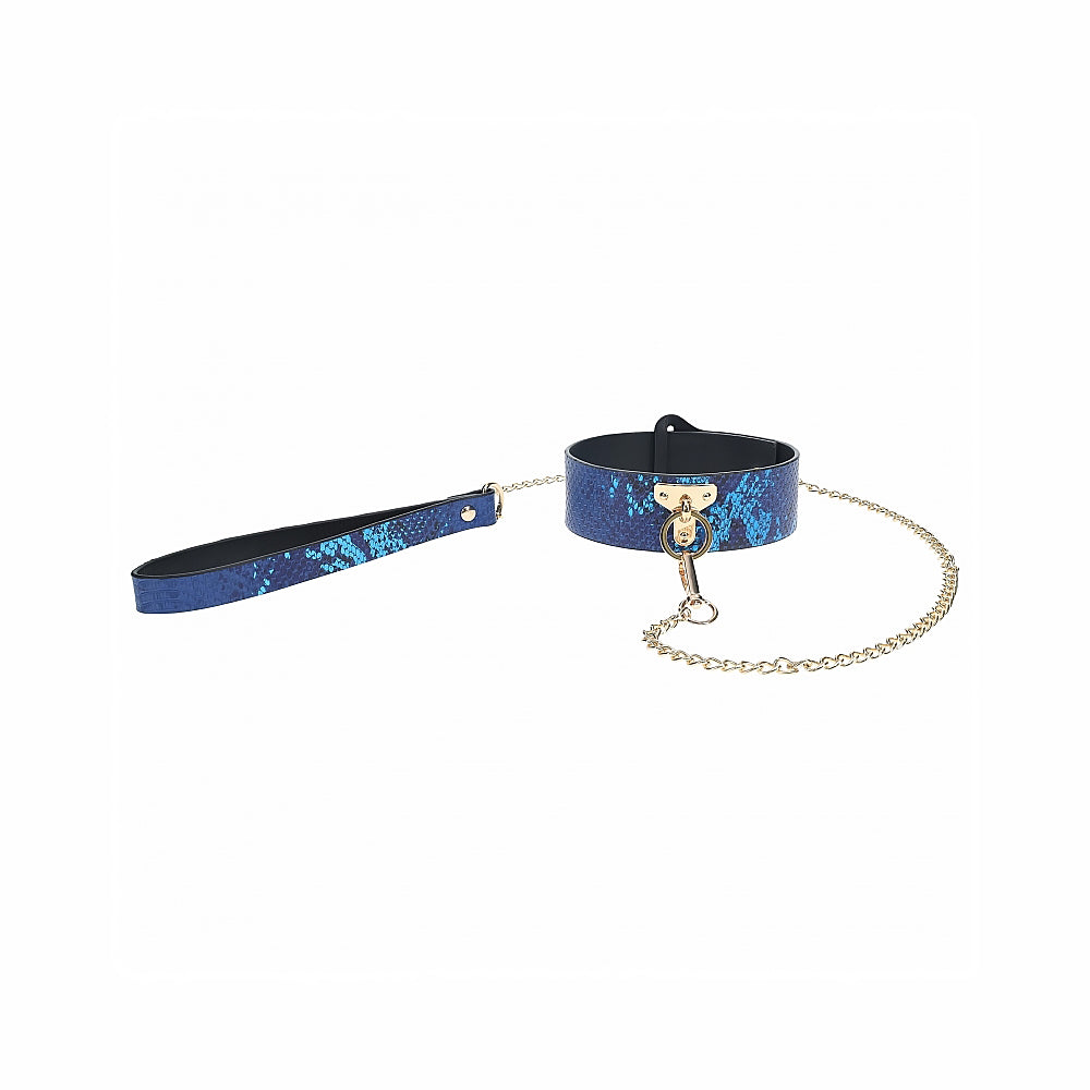 OUCH! INTERNATIONAL FLORENCE COLLECTION COLLAR WITH LEASH BLUE