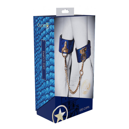 OUCH! INTERNATIONAL FLORENCE COLLECTION LEG CUFFS BLUE