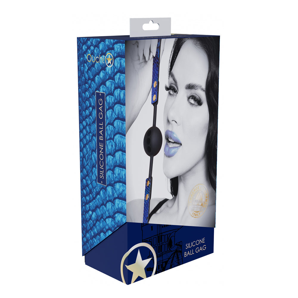 OUCH! INTERNATIONAL FLORENCE COLLECTION SILICONE BALL GAG BLUE