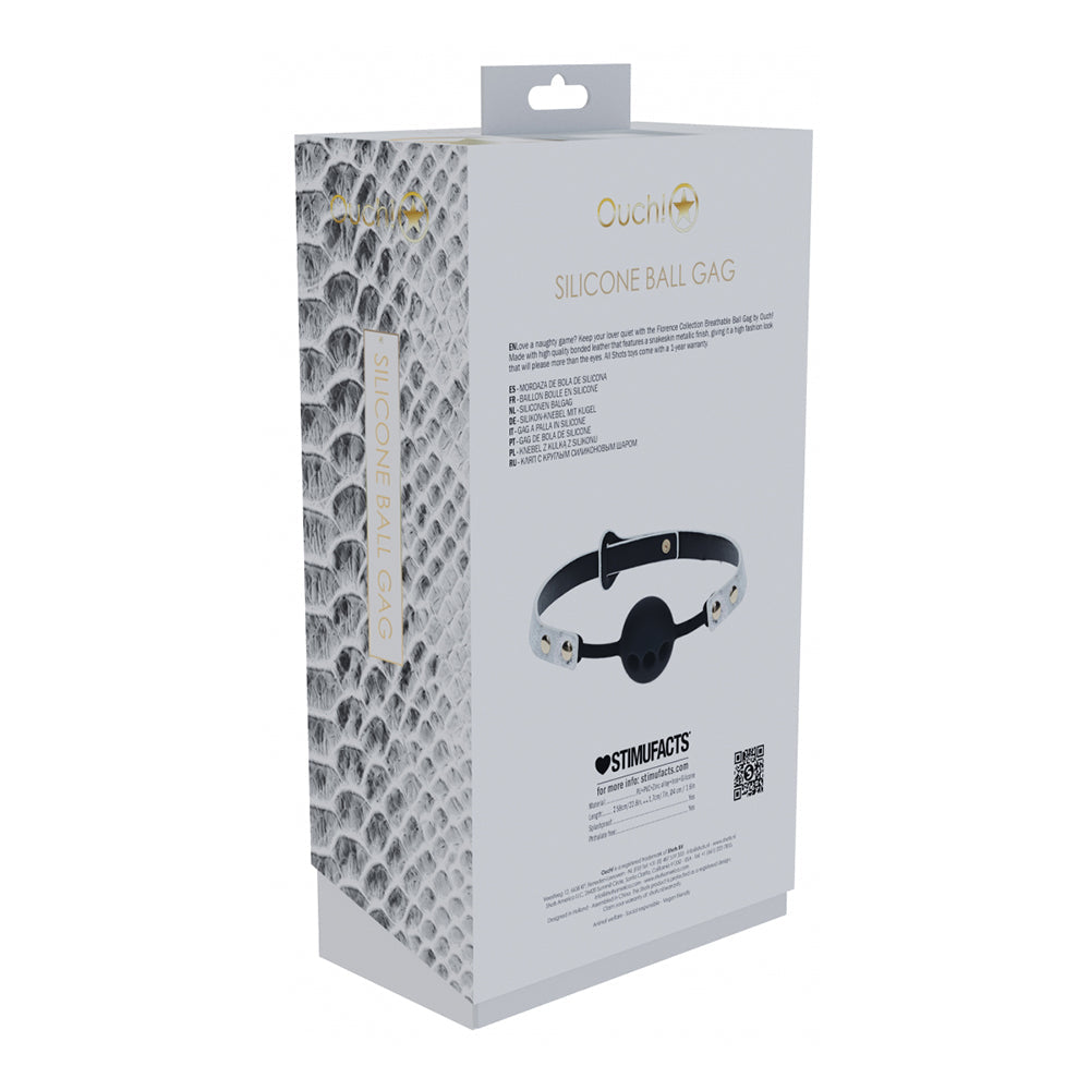 OUCH! INTERNATIONAL FLORENCE COLLECTION SILICONE BALL GAG WHITE