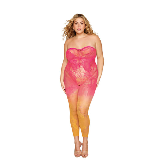 DREAMGIRL - VERSATILE BUTTERFLY FISHNET BODYSTOCKING WATERMELON MIMOSA QUEEN SIZE