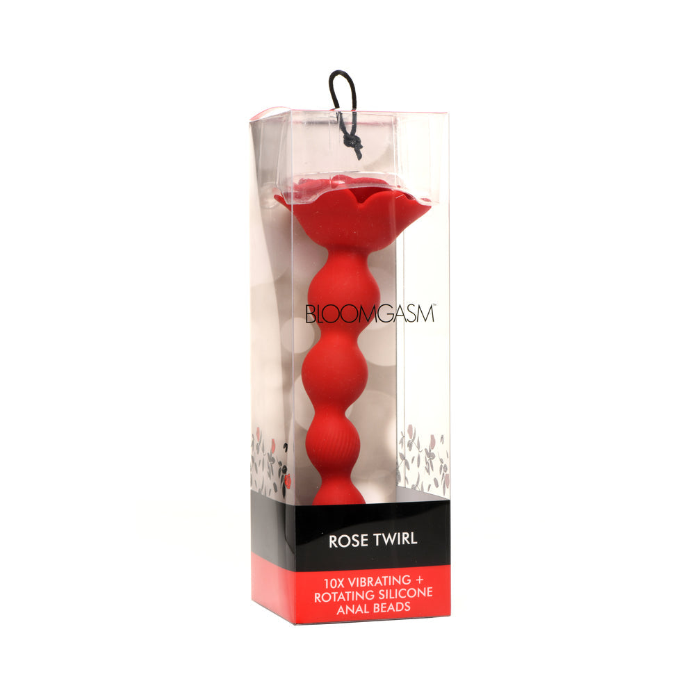 XR BRANDS - BLOOMGASM ROSE TWIRL 10X VIBRATING & ROTATING SILICONE ANAL BEADS