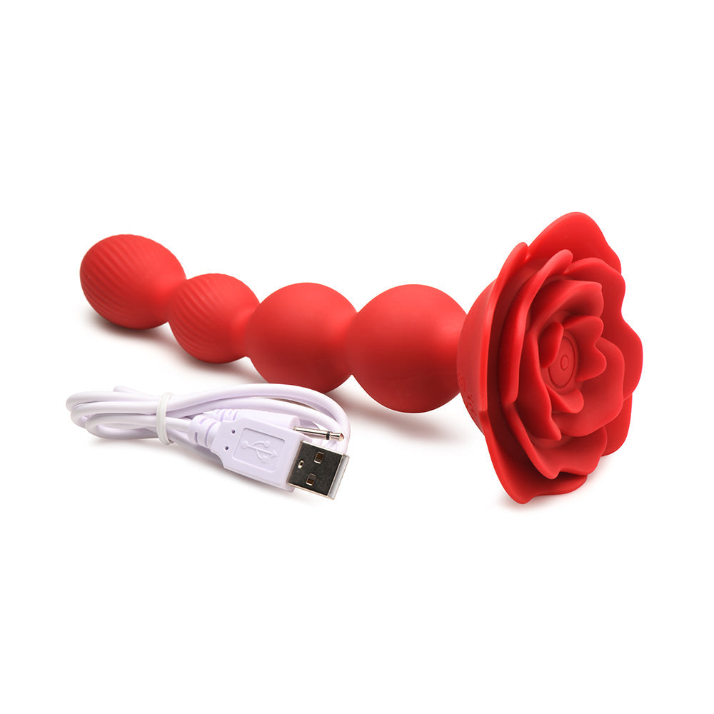 BLOOMGASM ROSE TWIRL 10X VIBRATING & ROTATING SILICONE ANAL BEADS