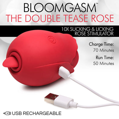 BLOOMGASM THE DOUBLE TEASE ROSE 10X SUCKING & LICKING ROSE STIMULATOR