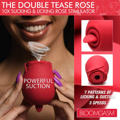 BLOOMGASM THE DOUBLE TEASE ROSE 10X SUCKING & LICKING ROSE STIMULATOR
