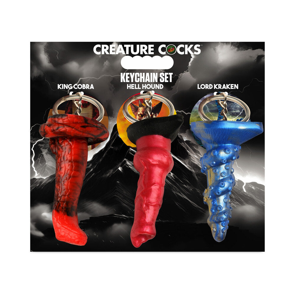 CREATURE COCKS HELL-HOUND, LORD KRAKEN & KING COBRA SILICONE KEYCHAIN SET