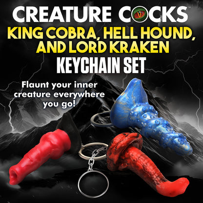 CREATURE COCKS HELL-HOUND, LORD KRAKEN & KING COBRA SILICONE KEYCHAIN SET