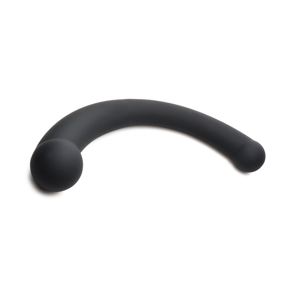 MASTER SERIES 10X VIBRA-CRESCENT VIBRATING SILICONE DUAL ENDED DILDO BLACK