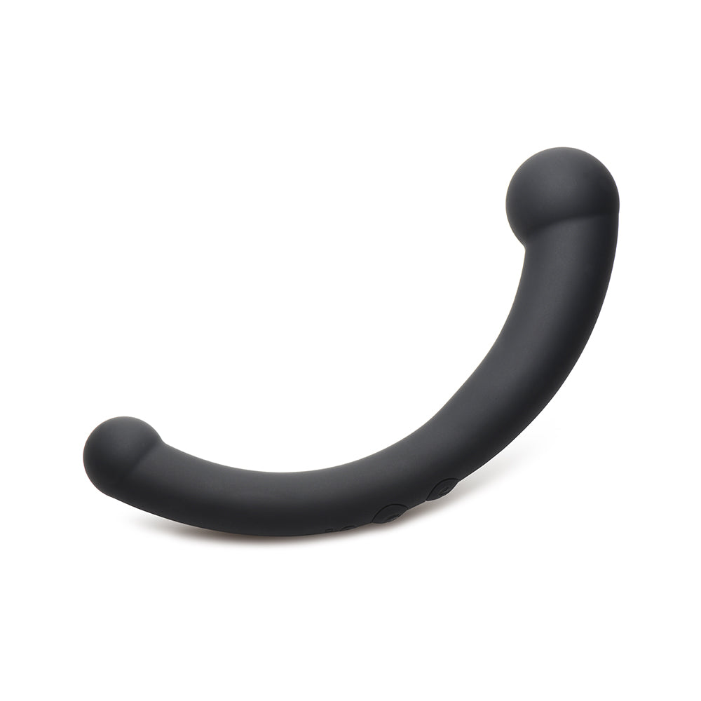 MASTER SERIES 10X VIBRA-CRESCENT VIBRATING SILICONE DUAL ENDED DILDO BLACK