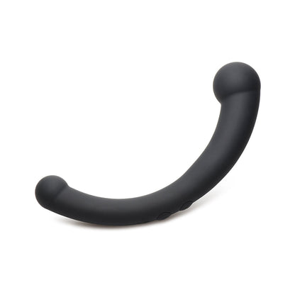 MASTER SERIES 10X VIBRA-CRESCENT VIBRATING SILICONE DUAL ENDED DILDO BLACK