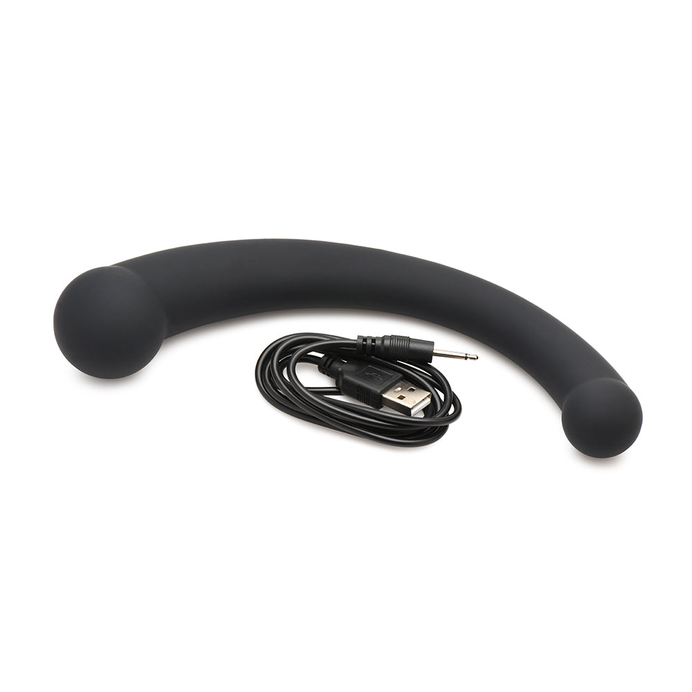 MASTER SERIES 10X VIBRA-CRESCENT VIBRATING SILICONE DUAL ENDED DILDO BLACK