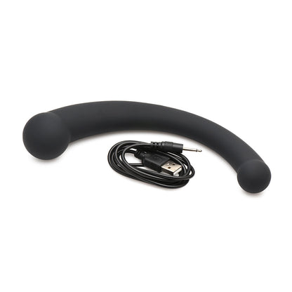MASTER SERIES 10X VIBRA-CRESCENT VIBRATING SILICONE DUAL ENDED DILDO BLACK