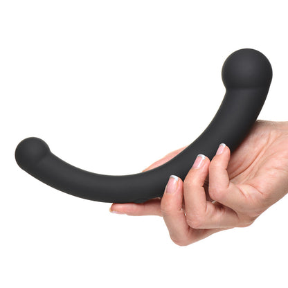 MASTER SERIES 10X VIBRA-CRESCENT VIBRATING SILICONE DUAL ENDED DILDO BLACK