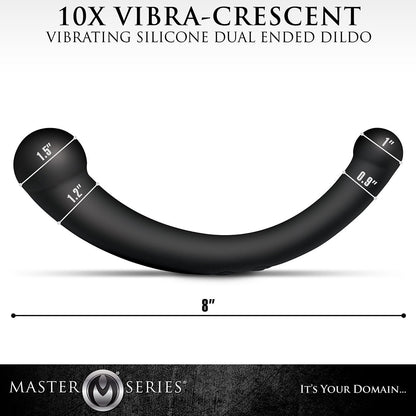 MASTER SERIES 10X VIBRA-CRESCENT VIBRATING SILICONE DUAL ENDED DILDO BLACK