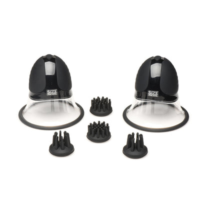 XR BRANDS - 10X ROTATING SILICONE NIPPLE SUCKERS WITH 4 ATTACHMENTS