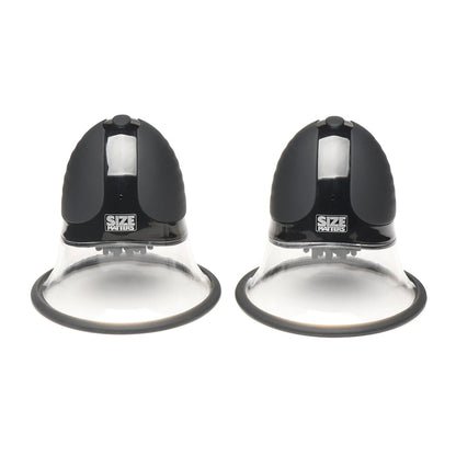 SIZE MATTERS 10X ROTATING SILICONE NIPPLE SUCKERS WITH 4 ATTACHMENTS BLACK