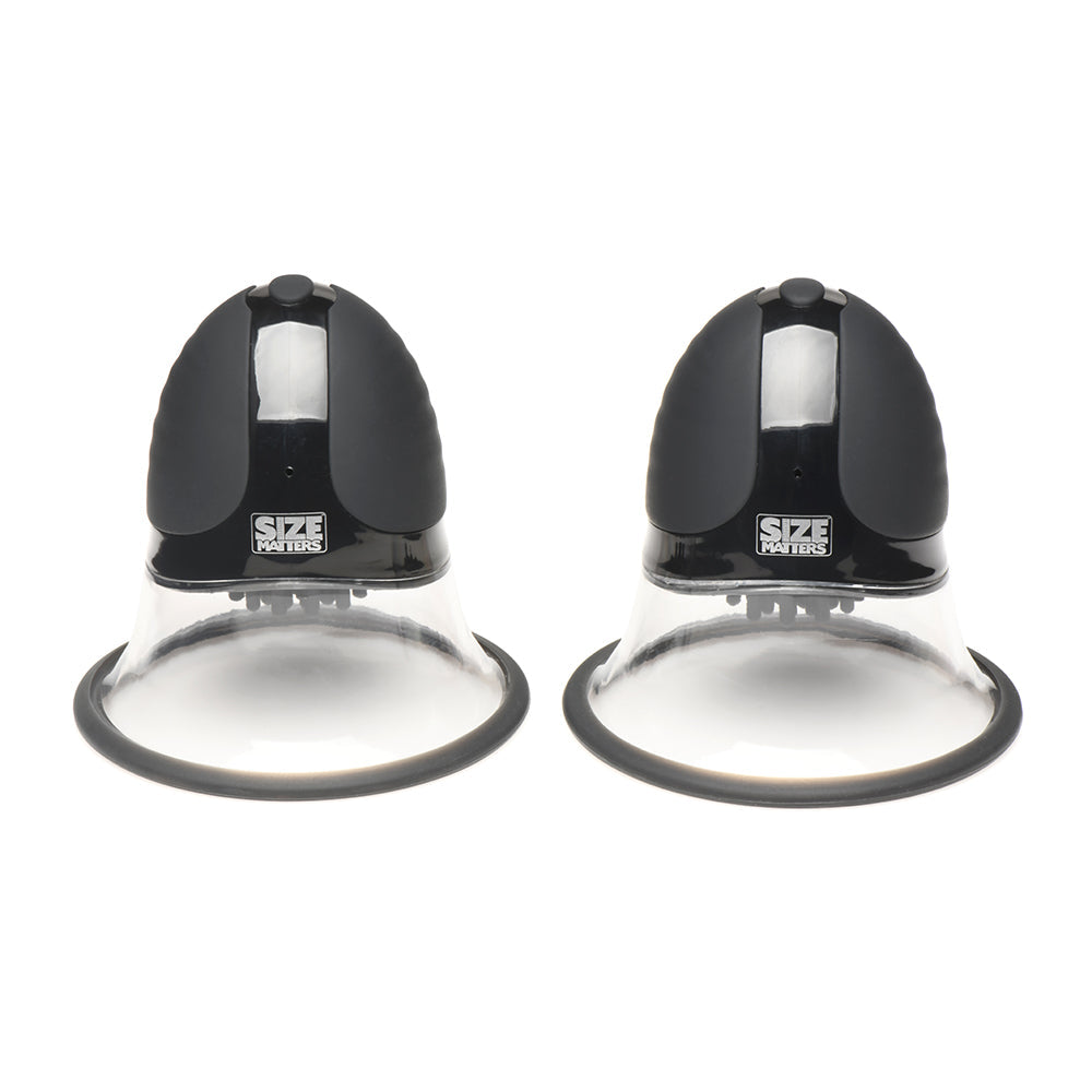 XR BRANDS - SIZE MATTERS 10X ROTATING SILICONE NIPPLE SUCKERS WITH 4 ATTACHMENTS BLACK