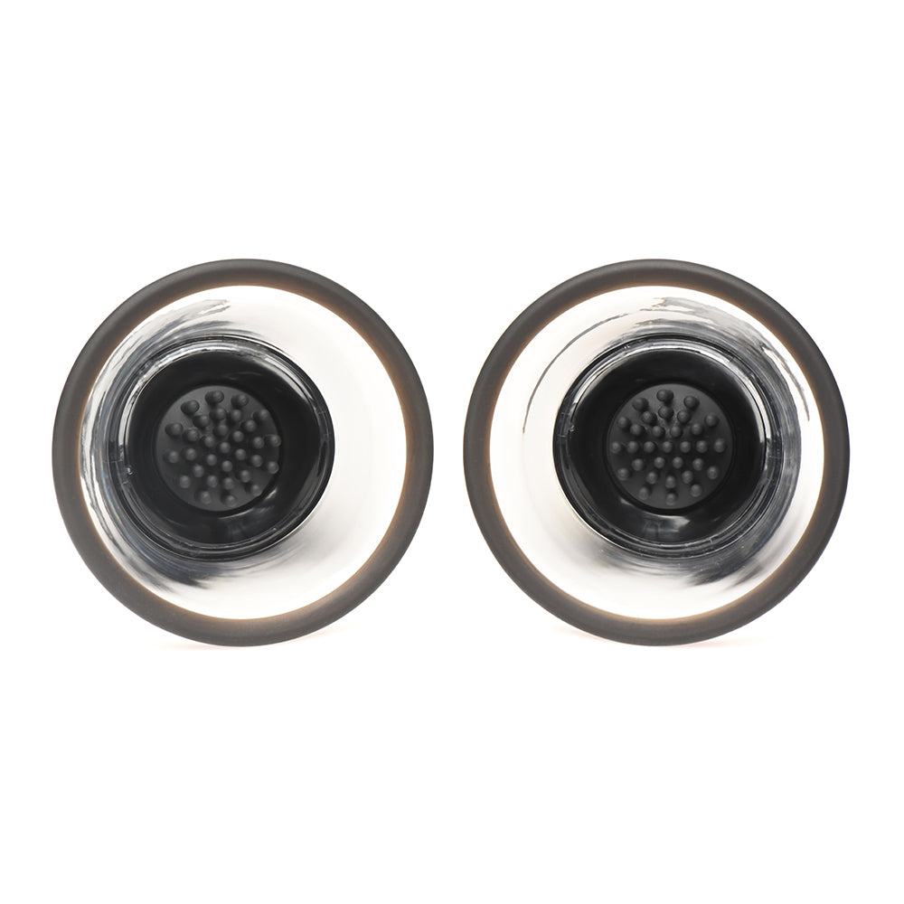 XR BRANDS - SIZE MATTERS 10X ROTATING SILICONE NIPPLE SUCKERS WITH 4 ATTACHMENTS BLACK