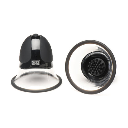 SIZE MATTERS 10X ROTATING SILICONE NIPPLE SUCKERS WITH 4 ATTACHMENTS BLACK