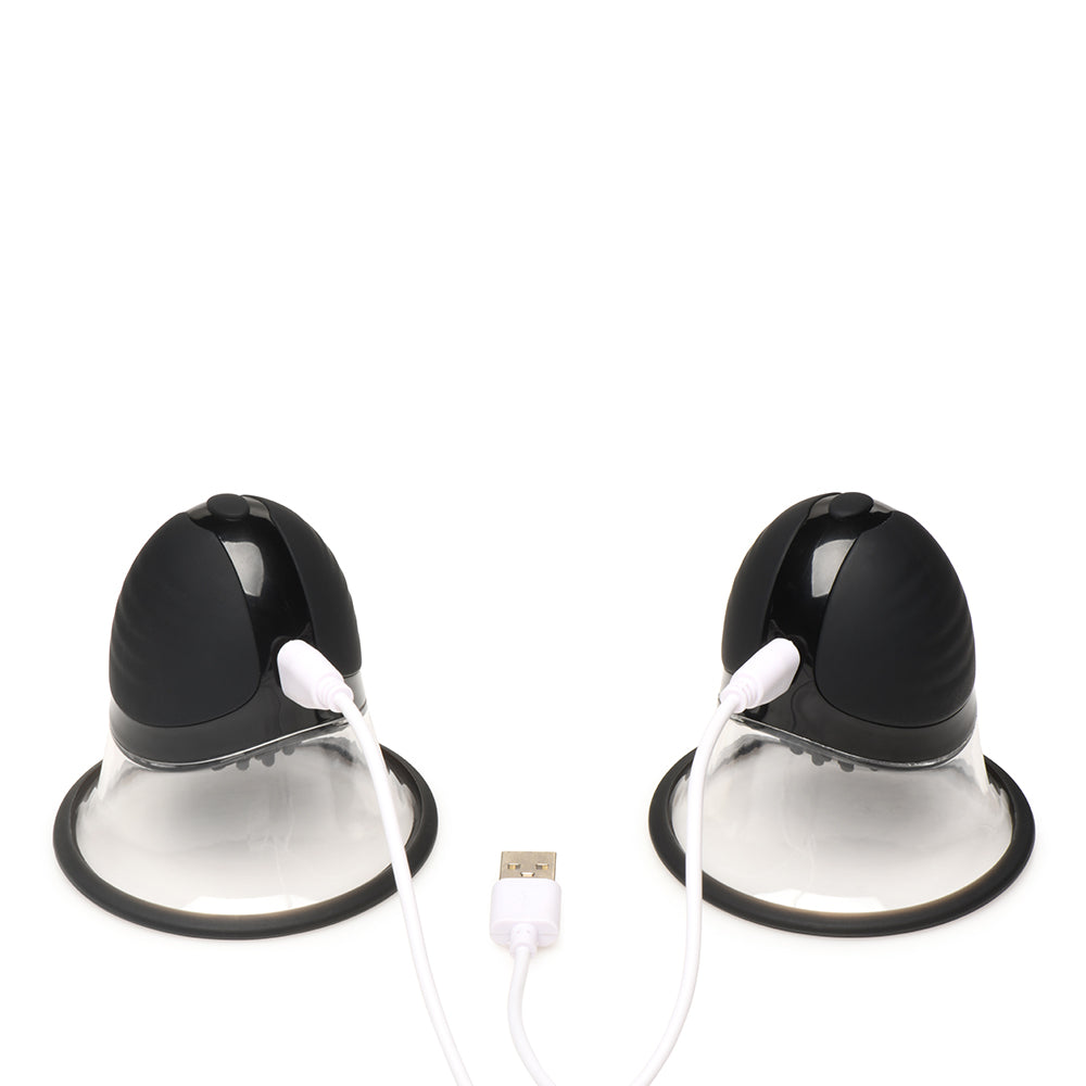 SIZE MATTERS 10X ROTATING SILICONE NIPPLE SUCKERS WITH 4 ATTACHMENTS BLACK