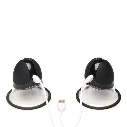 XR BRANDS - SIZE MATTERS 10X ROTATING SILICONE NIPPLE SUCKERS WITH 4 ATTACHMENTS BLACK