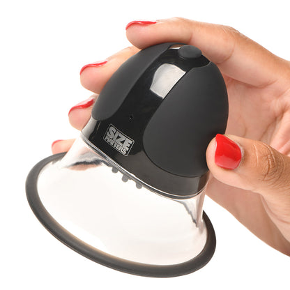 SIZE MATTERS 10X ROTATING SILICONE NIPPLE SUCKERS WITH 4 ATTACHMENTS BLACK