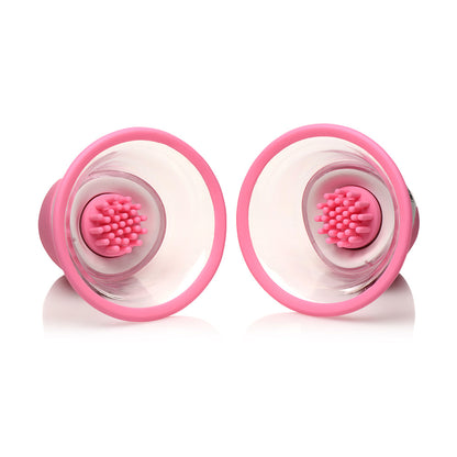 SIZE MATTERS 10X ROTATING SILICONE NIPPLE SUCKERS WITH 4 ATTACHMENTS PINK