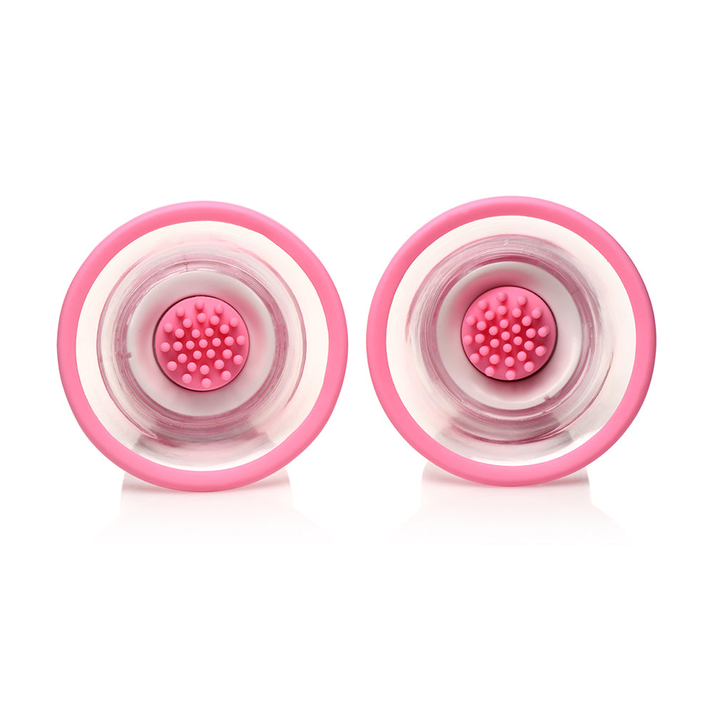 SIZE MATTERS 10X ROTATING SILICONE NIPPLE SUCKERS WITH 4 ATTACHMENTS PINK