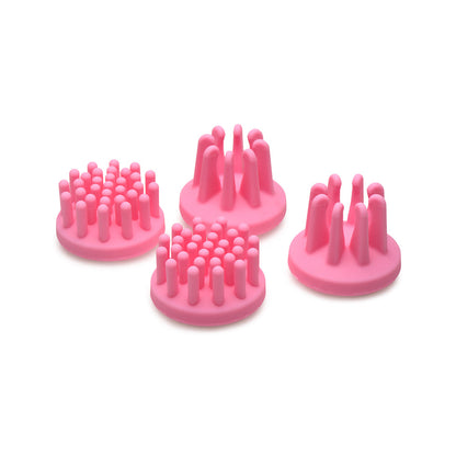 SIZE MATTERS 10X ROTATING SILICONE NIPPLE SUCKERS WITH 4 ATTACHMENTS PINK