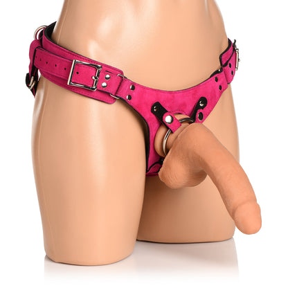 STRAP U BODICE DELUXE LEATHER CORSET HARNESS PINK