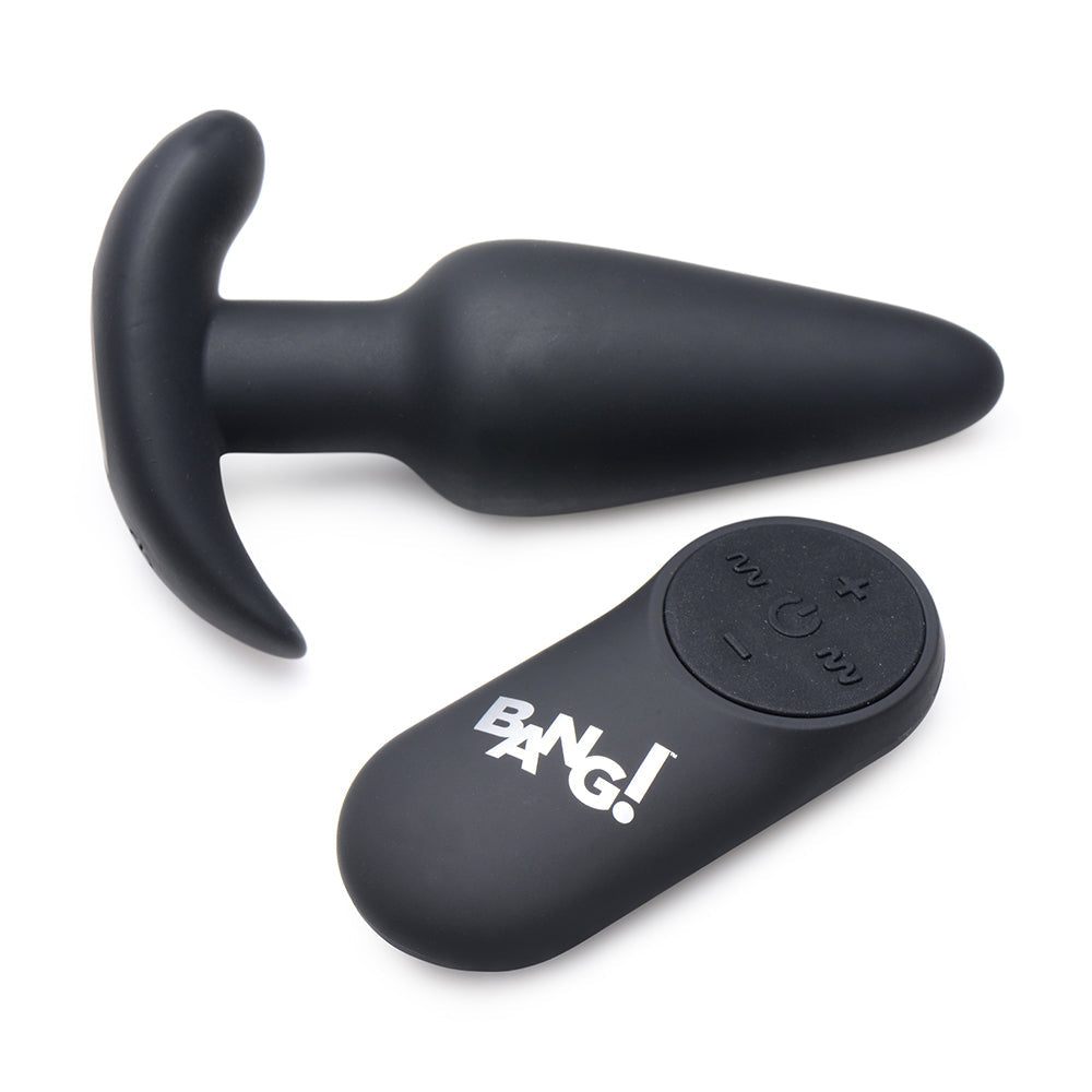 XR BRANDS - BANG! 21X VIBRATING SILICONE BUTT PLUG WITH REMOTE CONTROL BLACK