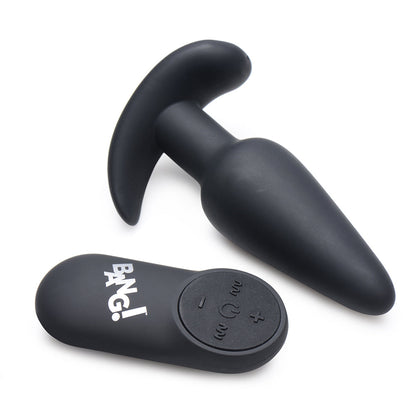 XR BRANDS - BANG! 21X VIBRATING SILICONE BUTT PLUG WITH REMOTE CONTROL BLACK