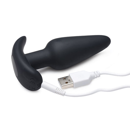 XR BRANDS - BANG! 21X VIBRATING SILICONE BUTT PLUG WITH REMOTE CONTROL BLACK
