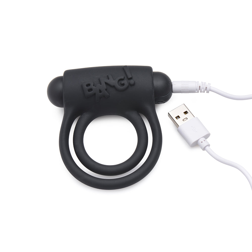 BANG! SILICONE COCK RING & BULLET WITH REMOTE CONTROL BLACK
