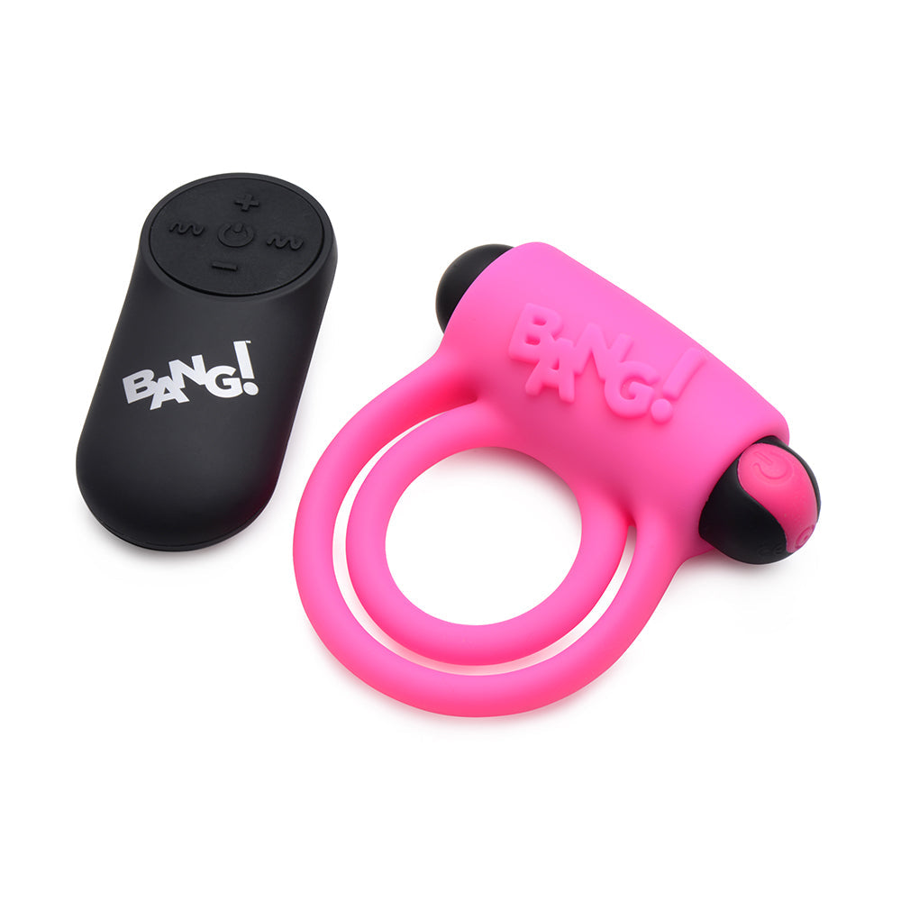 BANG! SILICONE COCK RING & BULLET WITH REMOTE CONTROL PINK
