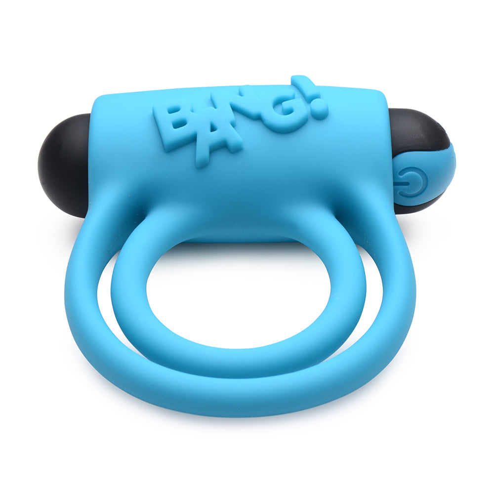 BANG! SILICONE COCK RING & BULLET WITH REMOTE CONTROL BLUE