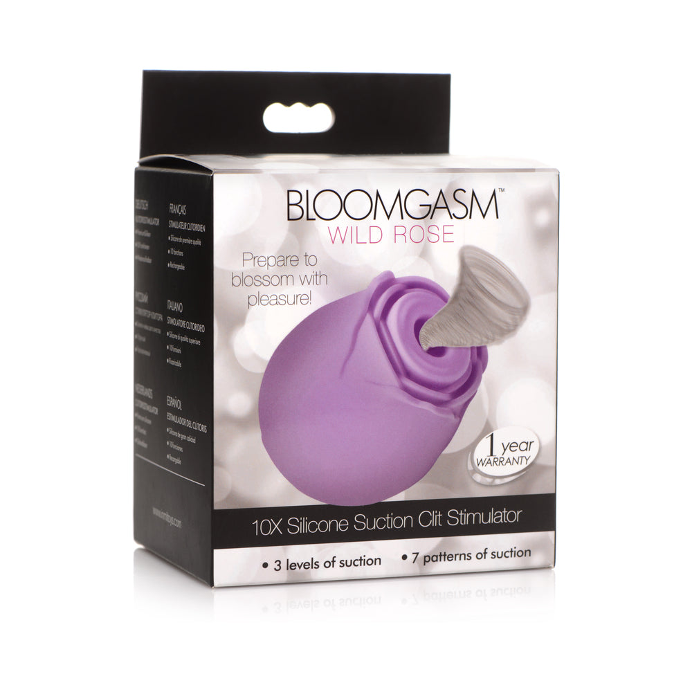BLOOMGASM 10X WILD ROSE SILICONE SUCTION CLIT STIMULATOR PURPLE