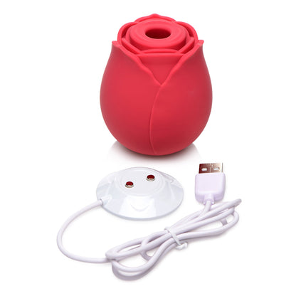 BLOOMGASM 10X WILD ROSE SILICONE SUCTION CLIT STIMULATOR RED