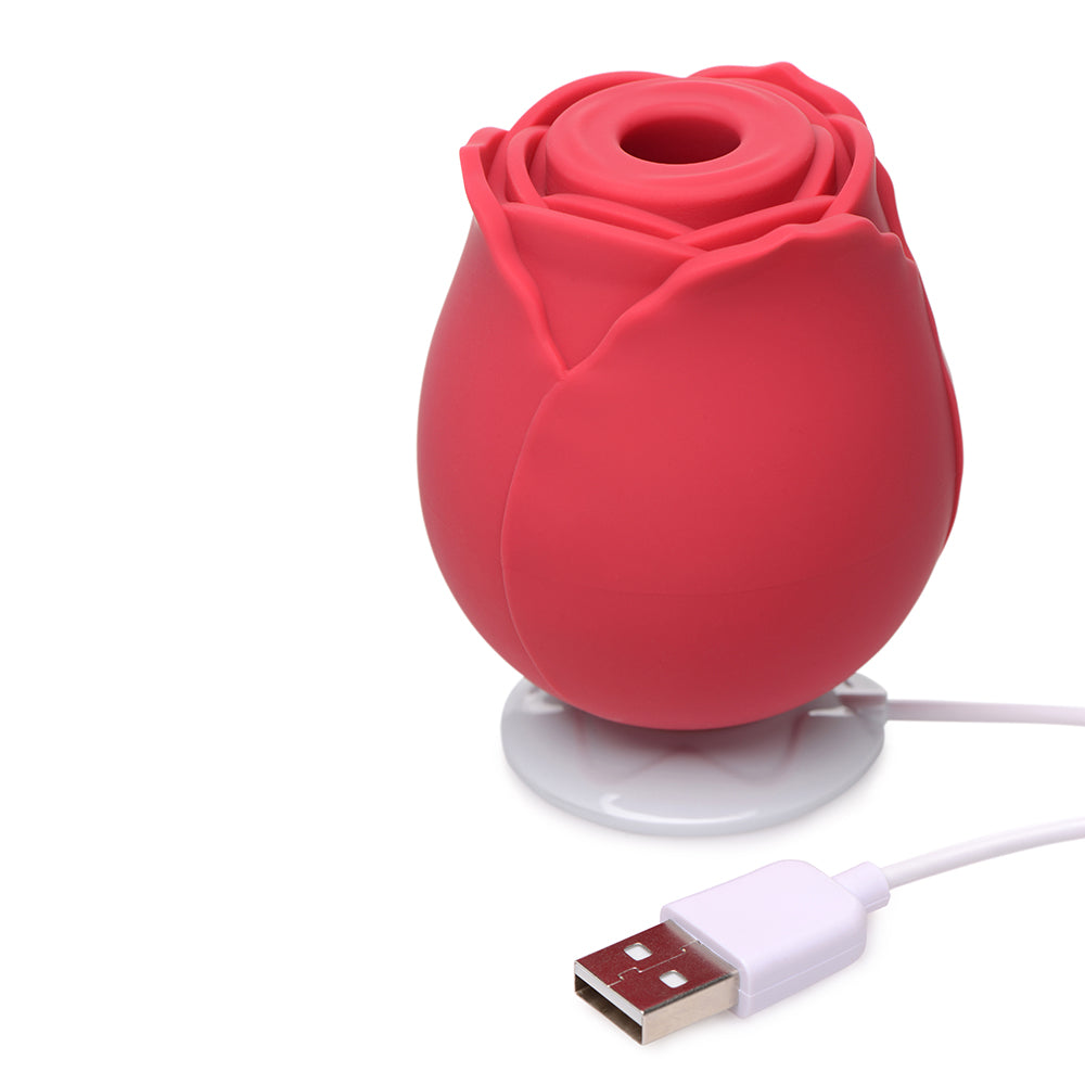 BLOOMGASM 10X WILD ROSE SILICONE SUCTION CLIT STIMULATOR RED
