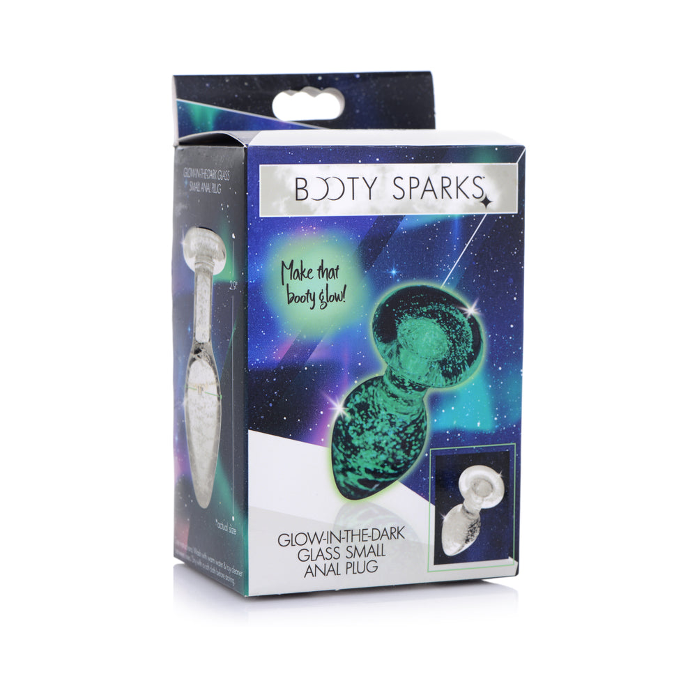 XR BRANDS - BOOTY SPARKS GLOW-IN-THE-DARK GLASS ANAL PLUG SMALL
