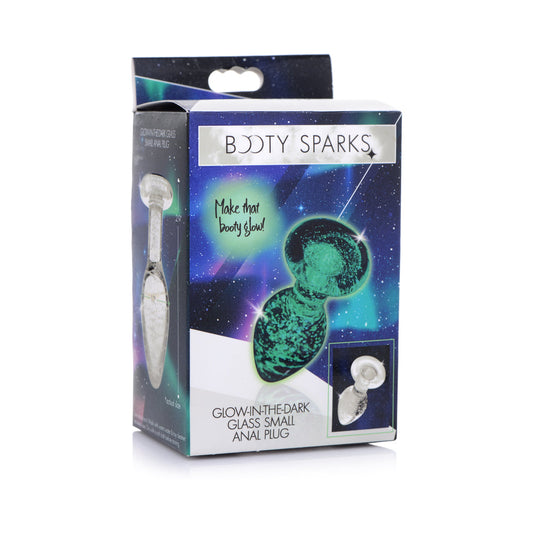 XR BRANDS - BOOTY SPARKS GLOW-IN-THE-DARK GLASS ANAL PLUG SMALL
