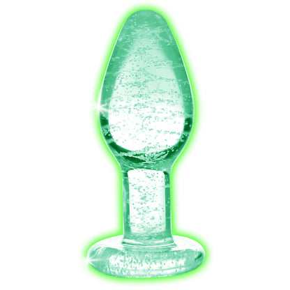 XR BRANDS - BOOTY SPARKS GLOW-IN-THE-DARK GLASS ANAL PLUG SMALL