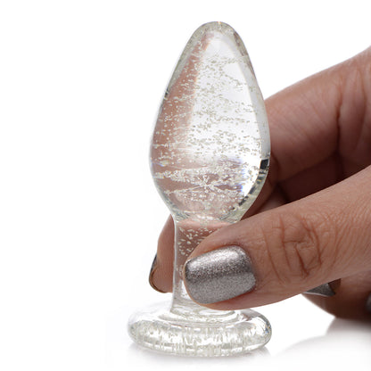 XR BRANDS - BOOTY SPARKS GLOW-IN-THE-DARK GLASS ANAL PLUG SMALL