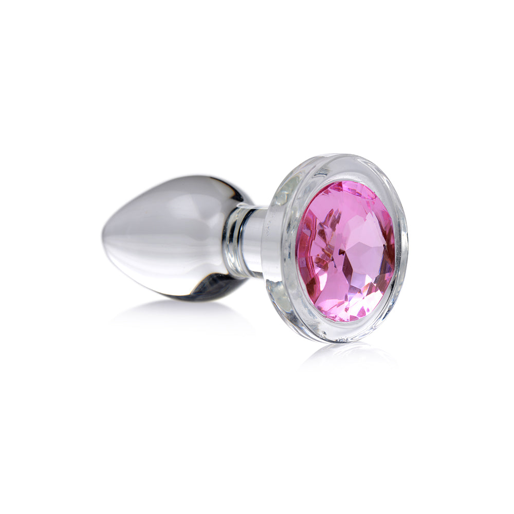 BOOTY SPARKS PINK GEM GLASS ANAL PLUG SMALL