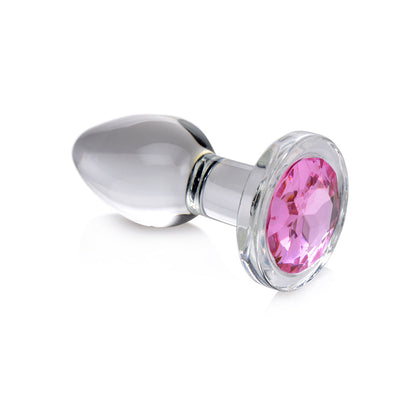 BOOTY SPARKS PINK GEM GLASS ANAL PLUG SMALL