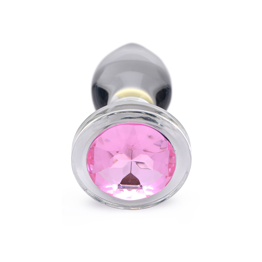 BOOTY SPARKS PINK GEM GLASS ANAL PLUG SMALL